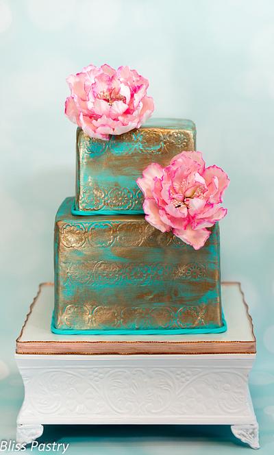 Weathered Copper and Peonies - Cake by Bliss Pastry