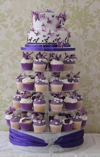 Purple and white butterfly wedding cake - Cake by Cakes o'Licious