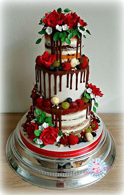 Weddingcake semi naked :) - Cake by Sam & Nel's Taarten