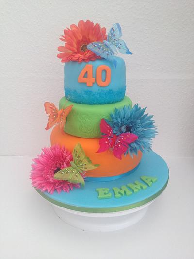 Flowers and butterflies  - Cake by Donna Sanders