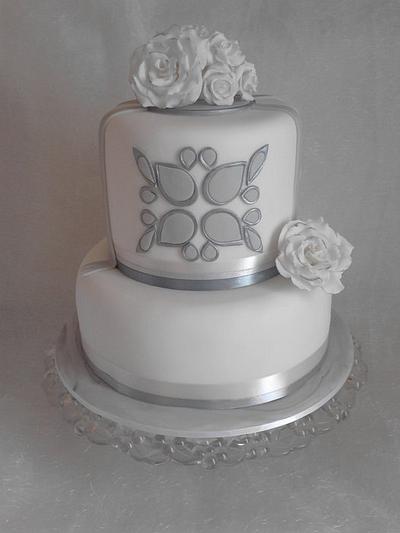Silver Rose Wedding Cake - Cake by VictoriaLouiseCakes