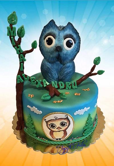 Christening cake with Owls - Cake by Felis Toporascu