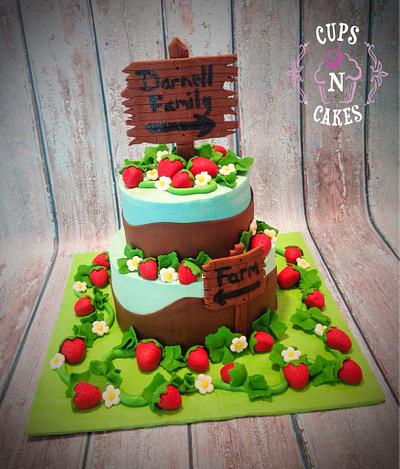 Strawberry Farm  - Cake by Cups-N-Cakes 