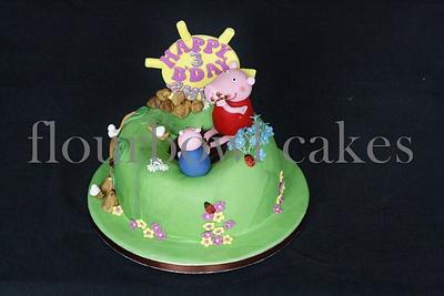 Peppa pig and George playing in a pool of mud and cupcakes - Cake by Flourbowl Cakes