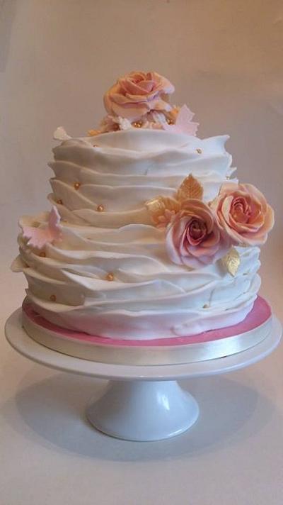 Ruffled Antique Roses - Cake by Rosewood Cakes