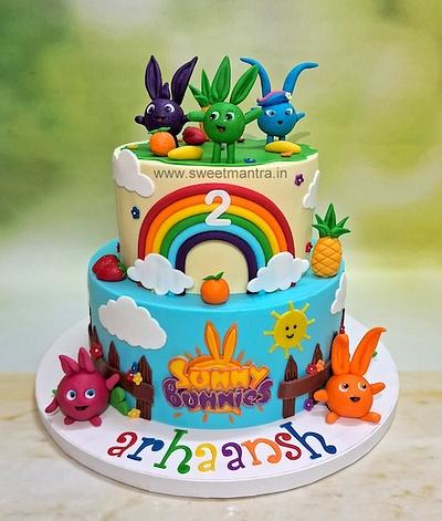 Sunny Bunnies 2 tier cake - Cake by Sweet Mantra Homemade Customized Cakes Pune