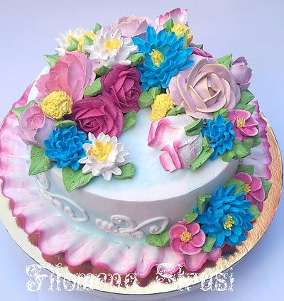 Whipped flowers cream cake ❤️ - Cake by Filomena