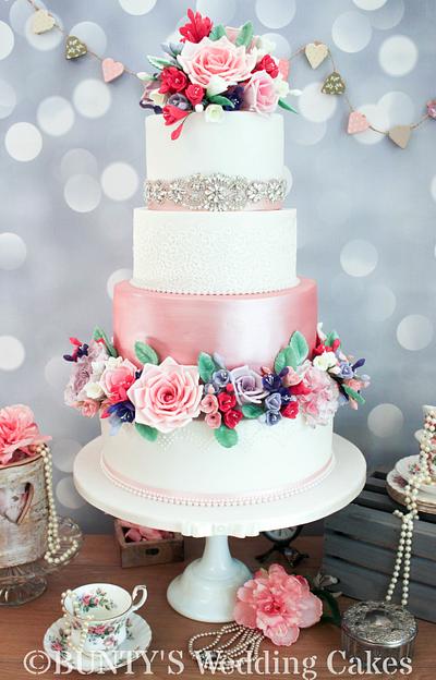 Summer Blooms - Cake by Bunty's Wedding Cakes