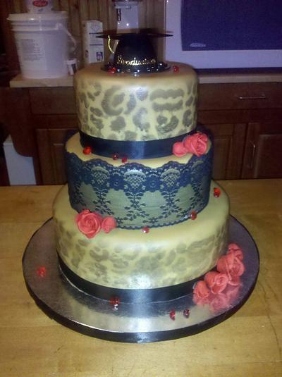 Leopard and Lace Graduation Cake - Cake by Kimberley Jemmott