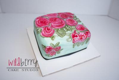 Painted Christmas Cake - Scribble Roses - Cake by Wildberry Cake Studio