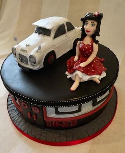 Ford Prefect Car, pin up girl and american diner :) - Cake by Storyteller Cakes