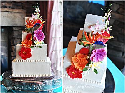 Island Florals Wedding Cake  - Cake by lorieleann