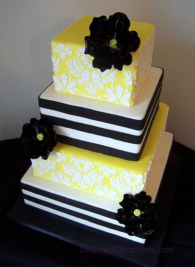 Black and Yellow Damask - Cake by Bonnie