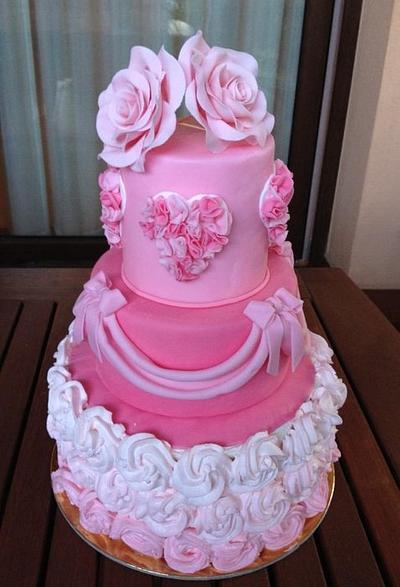 Mini wedding cake... Ruffles and rose - Cake by Claudia Consoli
