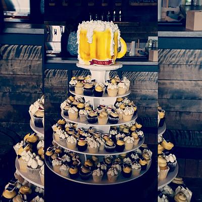 Beer Mug cupcake tower  - Cake by Piece O'Cake 