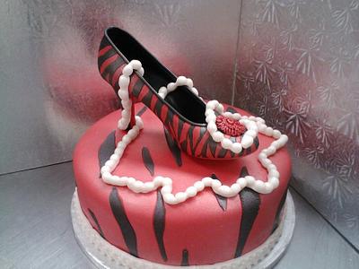 Zebra print with shoe - Cake by Jaime VanderWoude