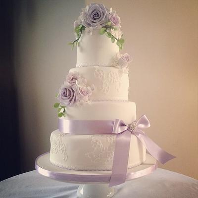 Lavender and lilac rose bloom wedding cake - Cake by Samantha Tempest