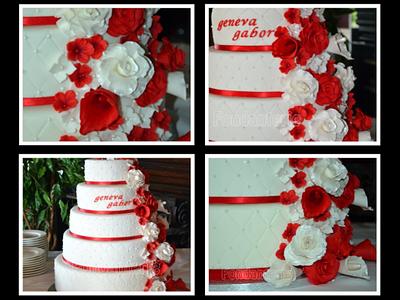 Red and white wedding cake - Cake by Fondanterie