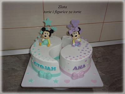 Mickey Mouse and Minnie Mouse baby cake - Cake by Zlata