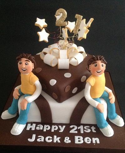 Twins 21 st birthday - Cake by Lanamaycakes