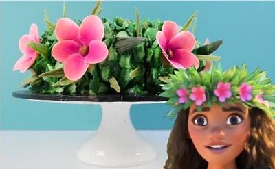 Moana Cake with Chocolate flowers & leaves - Cake by HowToCookThat