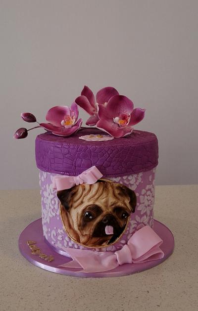 A pug in a box  - Cake by Bistra Dean 