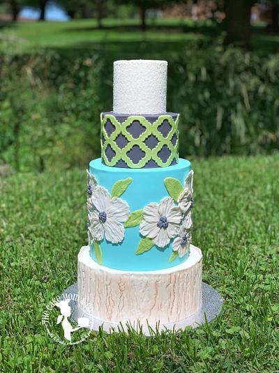 Blue Floral Wedding Cake - Cake by The Cake Mom & Co.