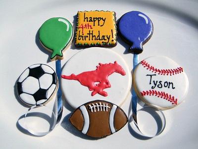 Sports Fan Birthday Cookies  - Cake by Alicia