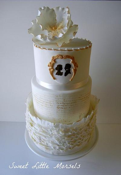Ivory and Gold Wedding Cake - Cake by Stephanie