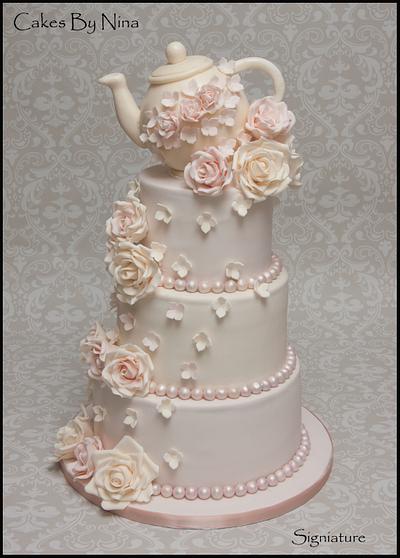 Blush Pink Afternoon Tea - Cake by Cakes by Nina Camberley