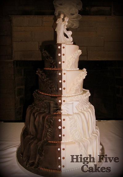 Chocolate & White Wedding - Cake by Sarah Myers
