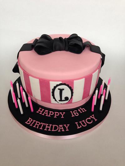 Girls striped 16th birthday cake - Cake by Gaynor's Cake Creations