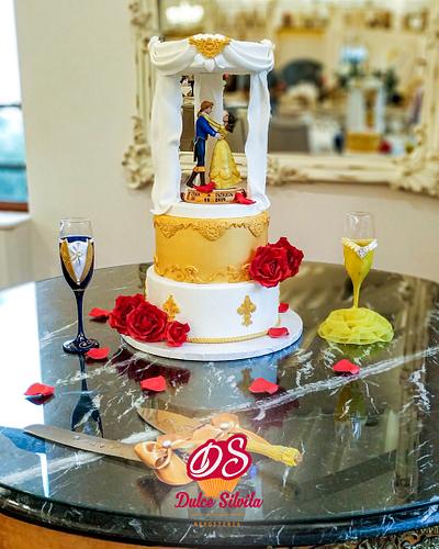 The Beauty and the Beast - Cake and Candy Bar  for a Wedding - Cake by Dulce Silvita