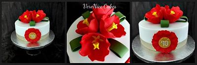 Red Tulip Cake - Cake by VereNiceCakes