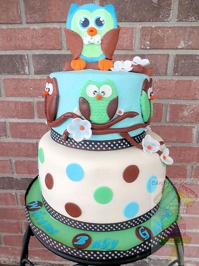 Baby Boy Owl Shower Cake  - Cake by Yari 