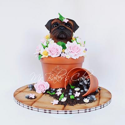 Grumpy Pug: Spring Edition - Cake by Mr Baker's Cakes