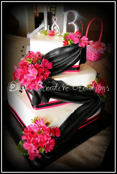 Pink & Black Wedding - Cake by Day