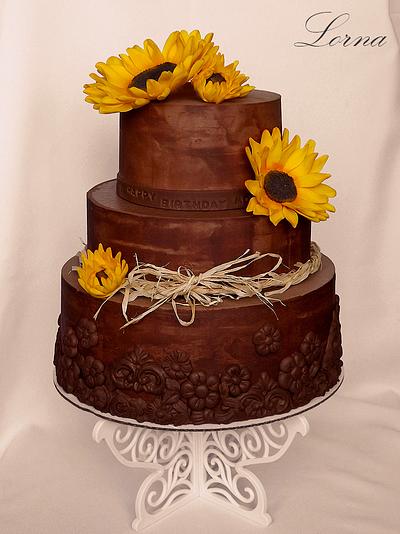 Ganache & sunflowers.. - Cake by Lorna