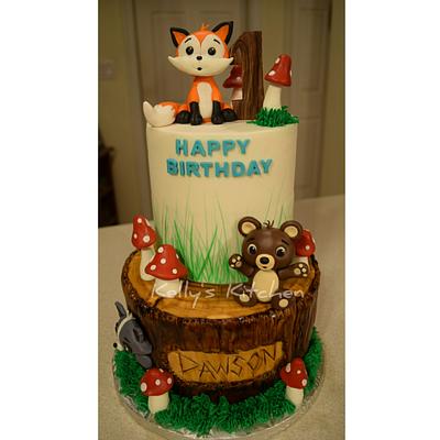 Woodland themed 1st birthday cake - Cake by Kelly Stevens