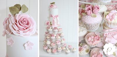 Soft pink rose garden - Cake by Poppy Pickering