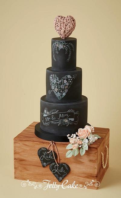 Chalkboard and Wooden Crate Wedding Cake - Cake by JellyCake - Trudy Mitchell