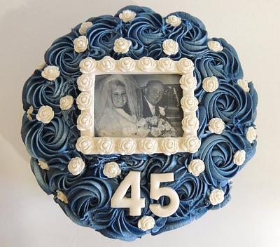 45th Sapphire Wedding Anniversary - Cake by Shereen