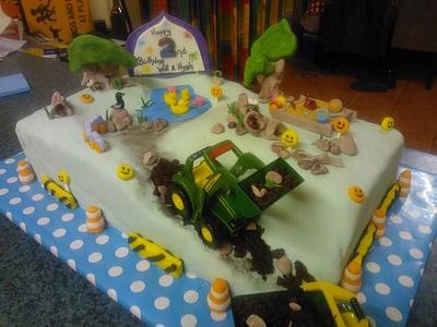 A twin boys b'day cake - Cake by Reb