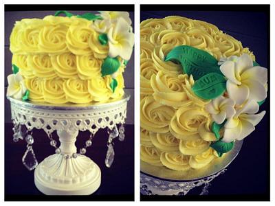 Frangipanis & Buttercream Rosettes - Cake by cjsweettreats