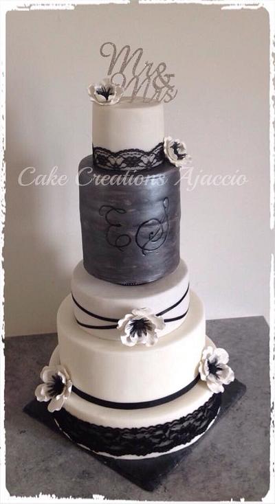 Black and white wedding - Cake by samantha