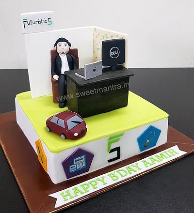 Office Cubicle cake for boss - Cake by Sweet Mantra Homemade Customized Cakes Pune