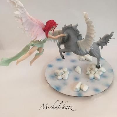 aflying fairy and horse - Cake by michal katz