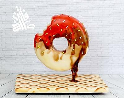 Gravity defying donut cake - Cake by Faten_salah
