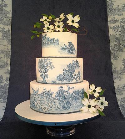 Toile de jouy cake and Dogwood - Cake by lumipo