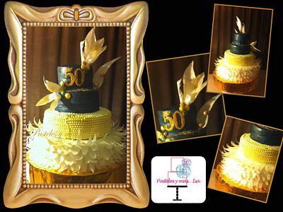 Feather, pearls and gold - Cake by Pastelesymás Isa